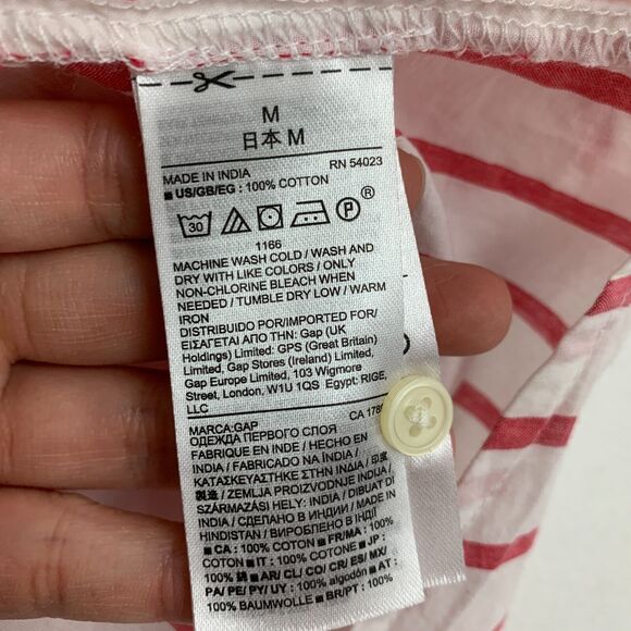 Gap Shirt Womens M Medium White Red Striped Short Sleeve Button Front Cotton - Picture 11 of 14